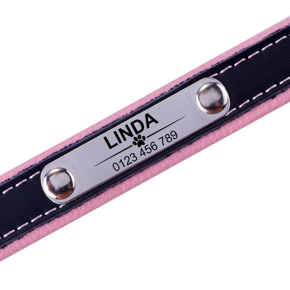 🐾 AiruiDog Personalized Leather Dog Collar – Custom Engraved ID for Puppies and Dogs (XS–L)