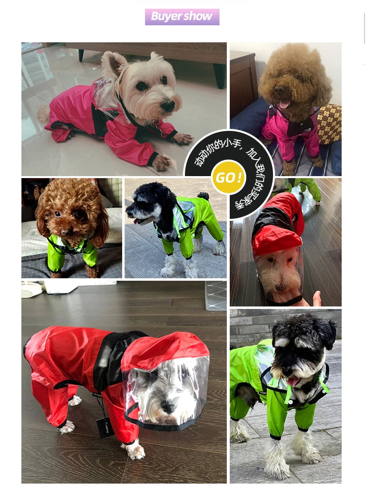 🌧️ Waterproof Dog Raincoat – “The Dog Face” Pet Jumpsuit for Wet Weather Walks
