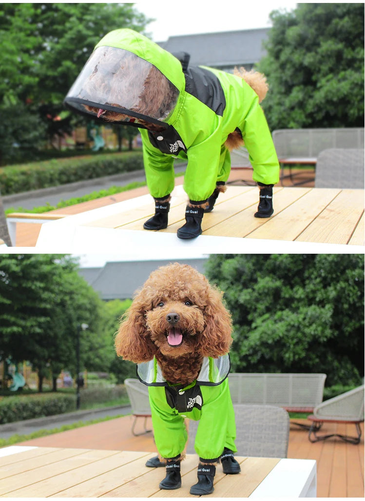 🌧️ Waterproof Dog Raincoat – “The Dog Face” Pet Jumpsuit for Wet Weather Walks