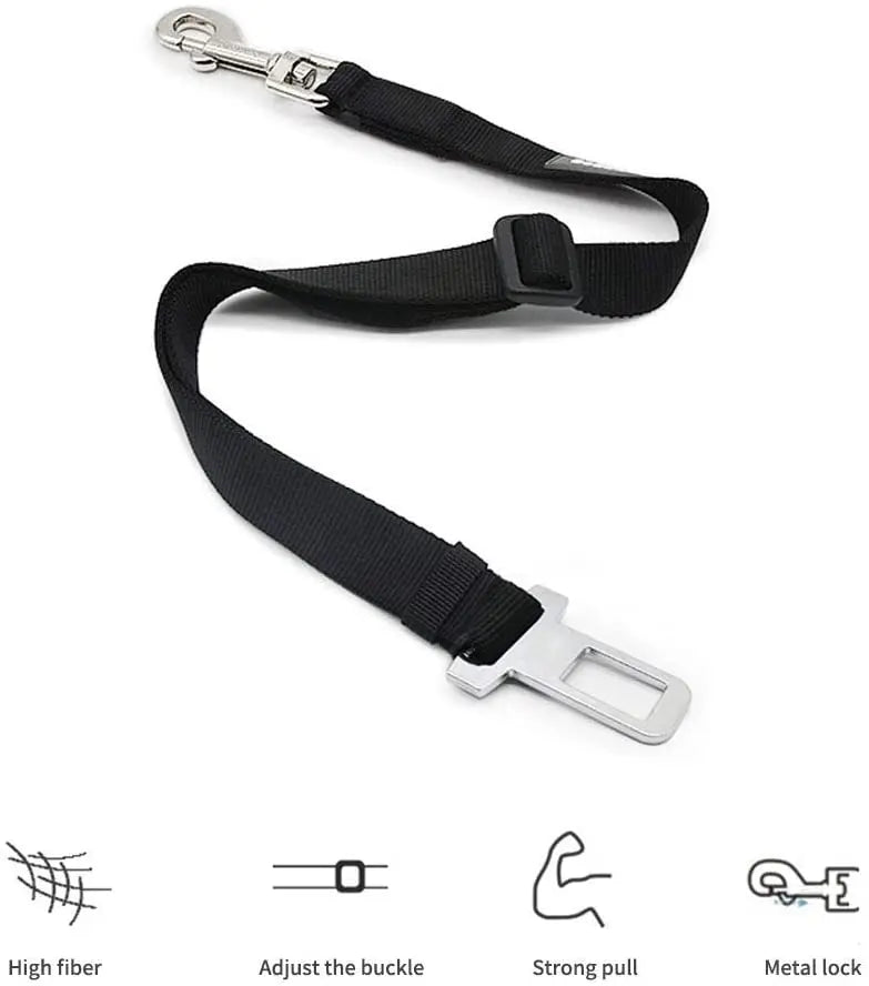 🚗 Adjustable Pet Car Seat Belt – Safety Harness Lead Clip for Dogs & Cats