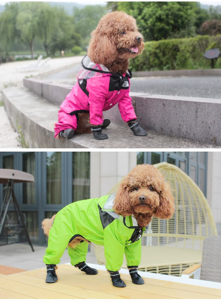🌧️ Waterproof Dog Raincoat – “The Dog Face” Pet Jumpsuit for Wet Weather Walks