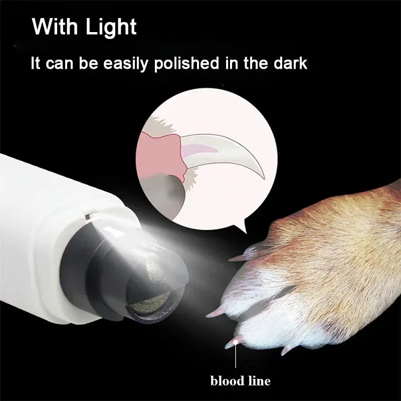 Electric Dog Nail Clippers with LED Light – Quiet, USB Rechargeable Pet Nail Grinder for Dogs & Cats