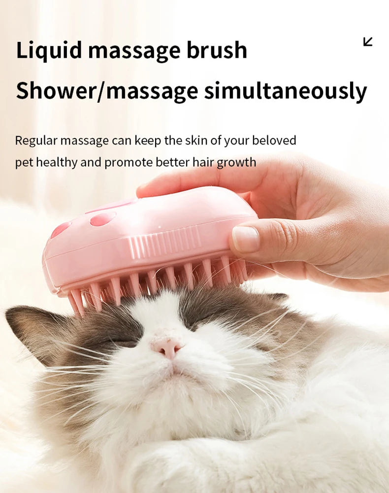 🛁 3-in-1 Electric Pet Steam Brush – Grooming, Hair Removal & Massage Comb for Cats & Dogs