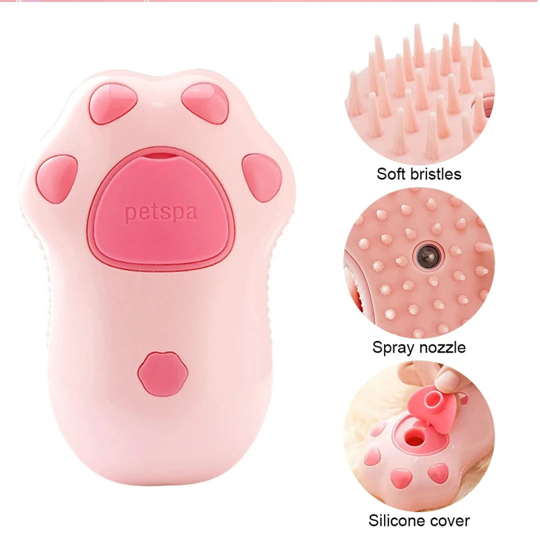 🛁 3-in-1 Electric Pet Steam Brush – Grooming, Hair Removal & Massage Comb for Cats & Dogs
