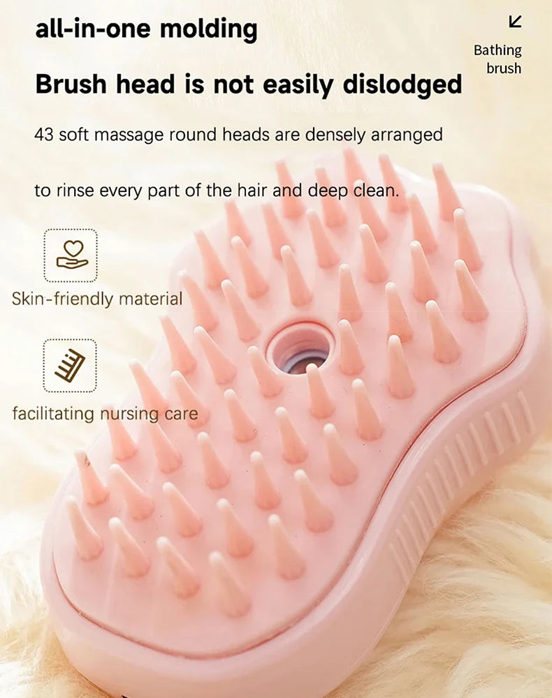 🛁 3-in-1 Electric Pet Steam Brush – Grooming, Hair Removal & Massage Comb for Cats & Dogs