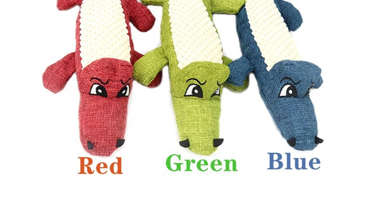 🦷 Cartoon Alligator Plush Dog Toy – Squeaky Chew Toy for Gnawing, Teeth Cleaning & Training