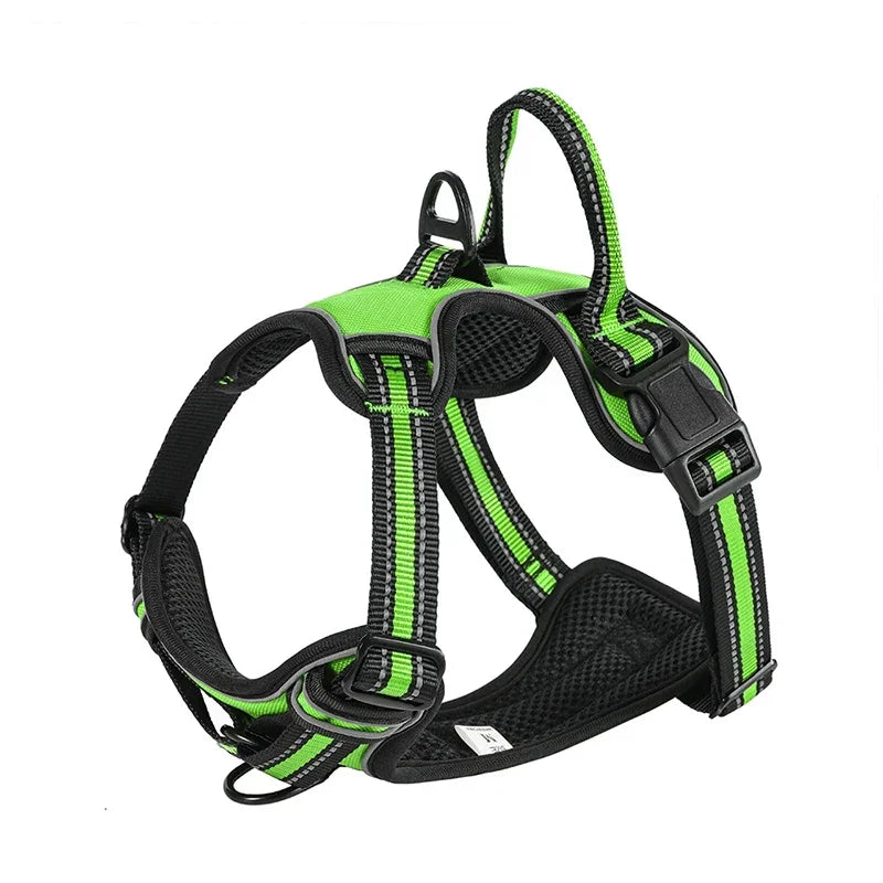 Adjustable Reflective Nylon Dog Harness – No-Pull Vest for Small and Large Dogs