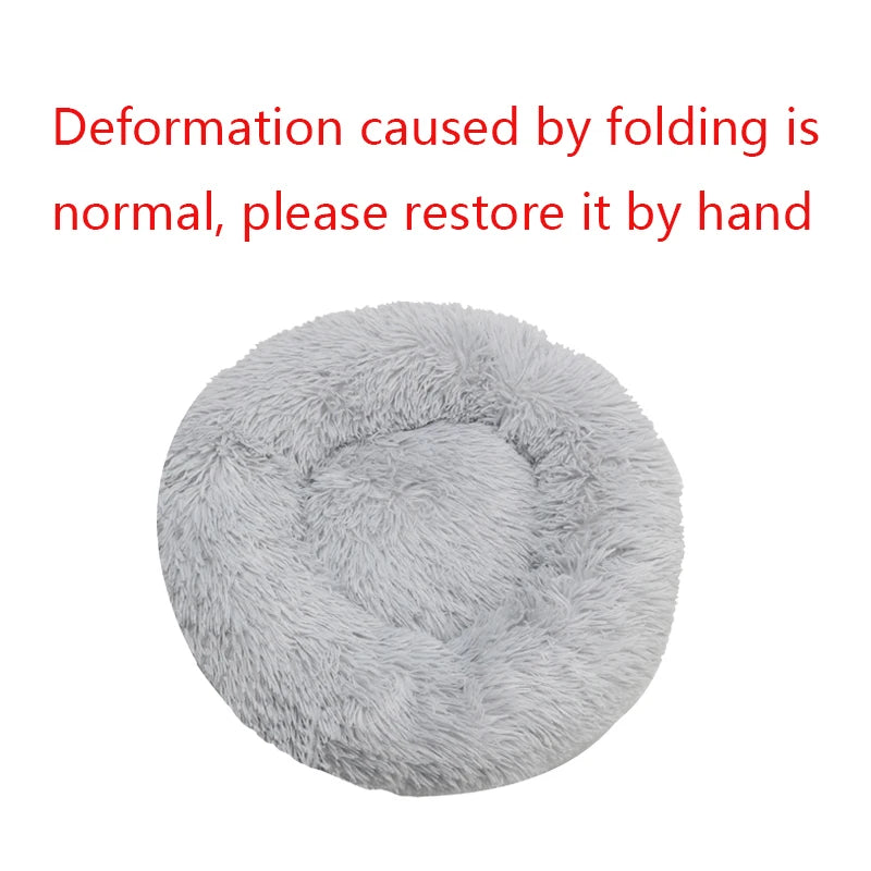 Round Plush Pet Bed – Winter Warmth for Dogs & Cats