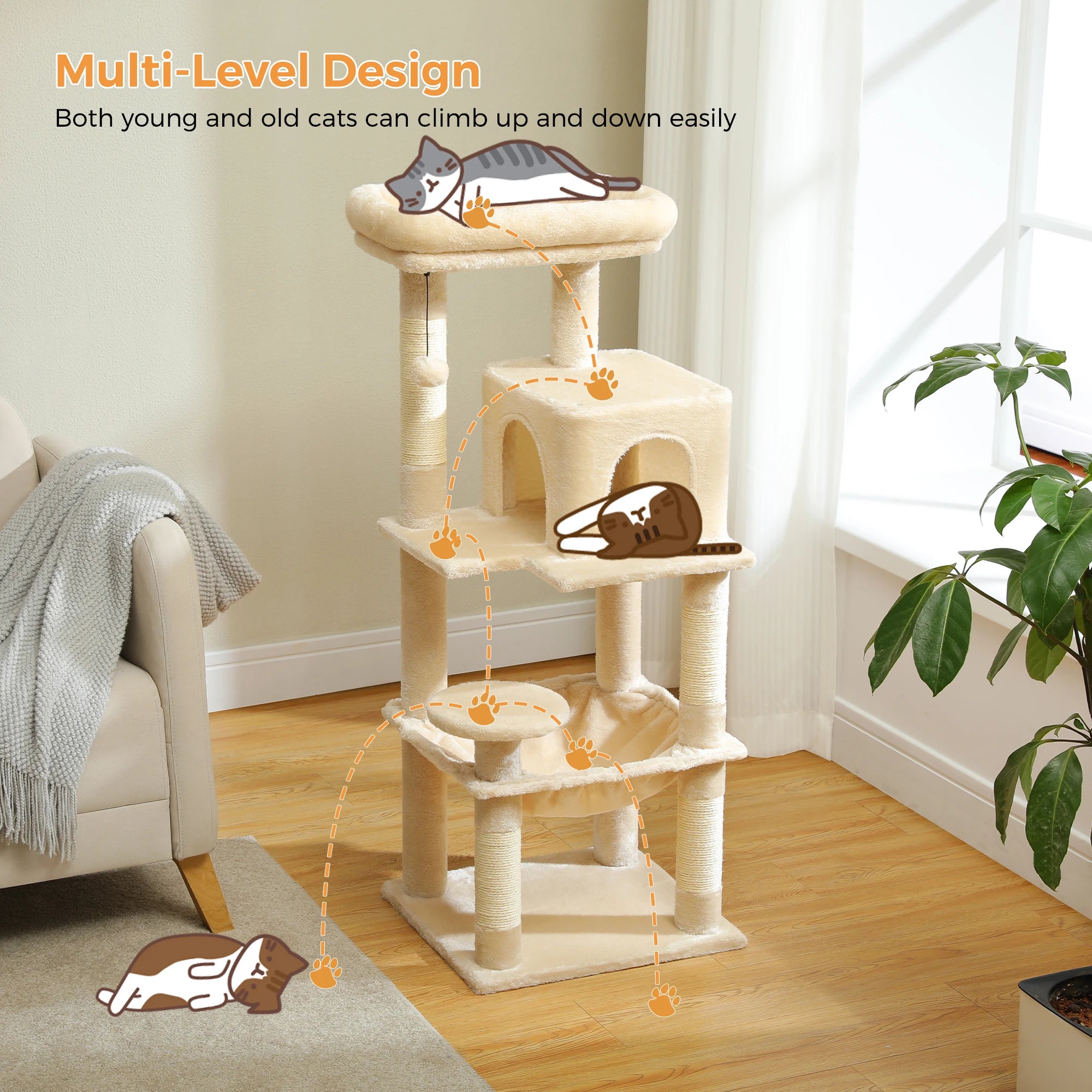 🐱 Multi-Level Luxury Cat Tree – Scratching Post Tower with Condo House for Indoor Cats
