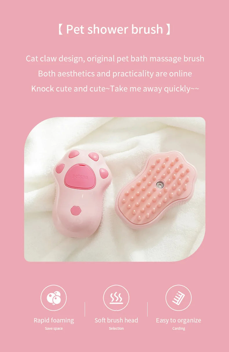 🛁 3-in-1 Electric Pet Steam Brush – Grooming, Hair Removal & Massage Comb for Cats & Dogs