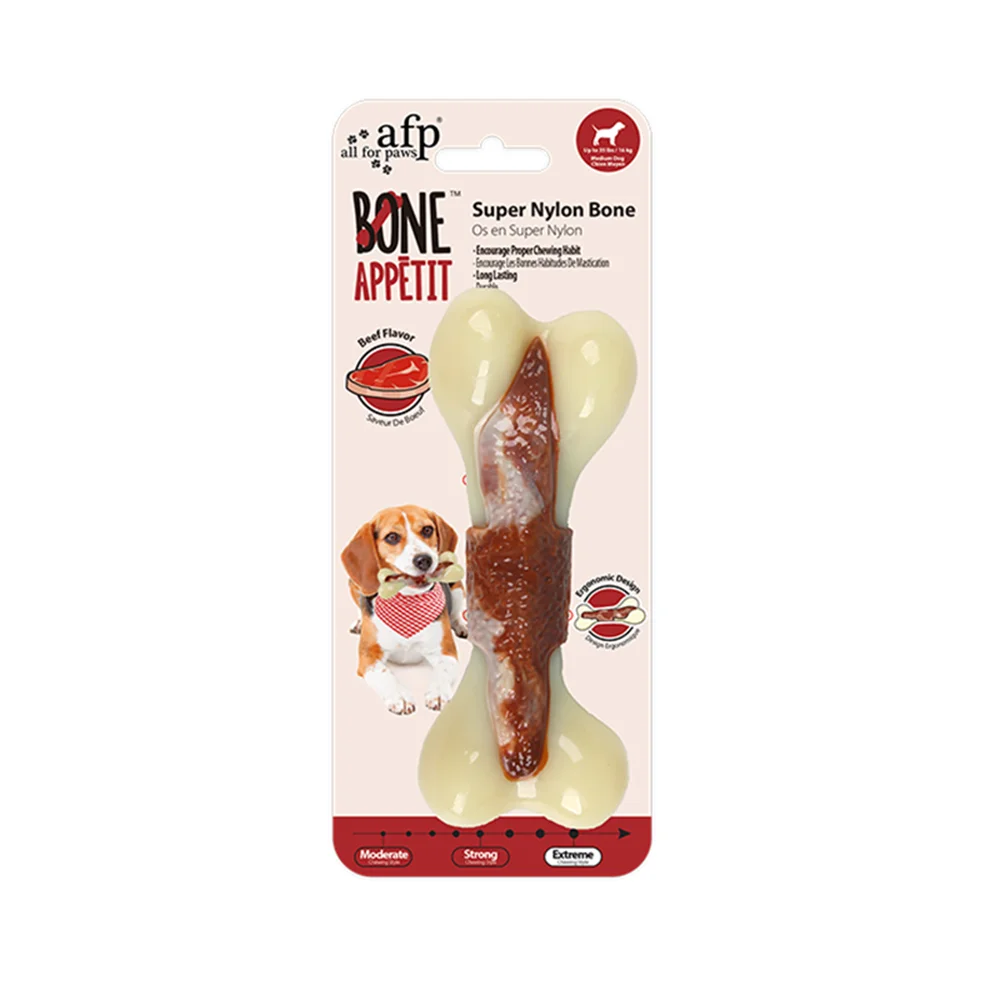 🦴 All For Paws Indestructible Nylon Bone – Beef-Flavored Chew Toy for Aggressive Chewers