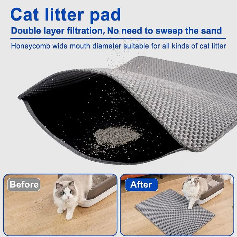 🧼 Waterproof Double-Layer Cat Litter Mat – Trapping Mat for Cleaner Floors