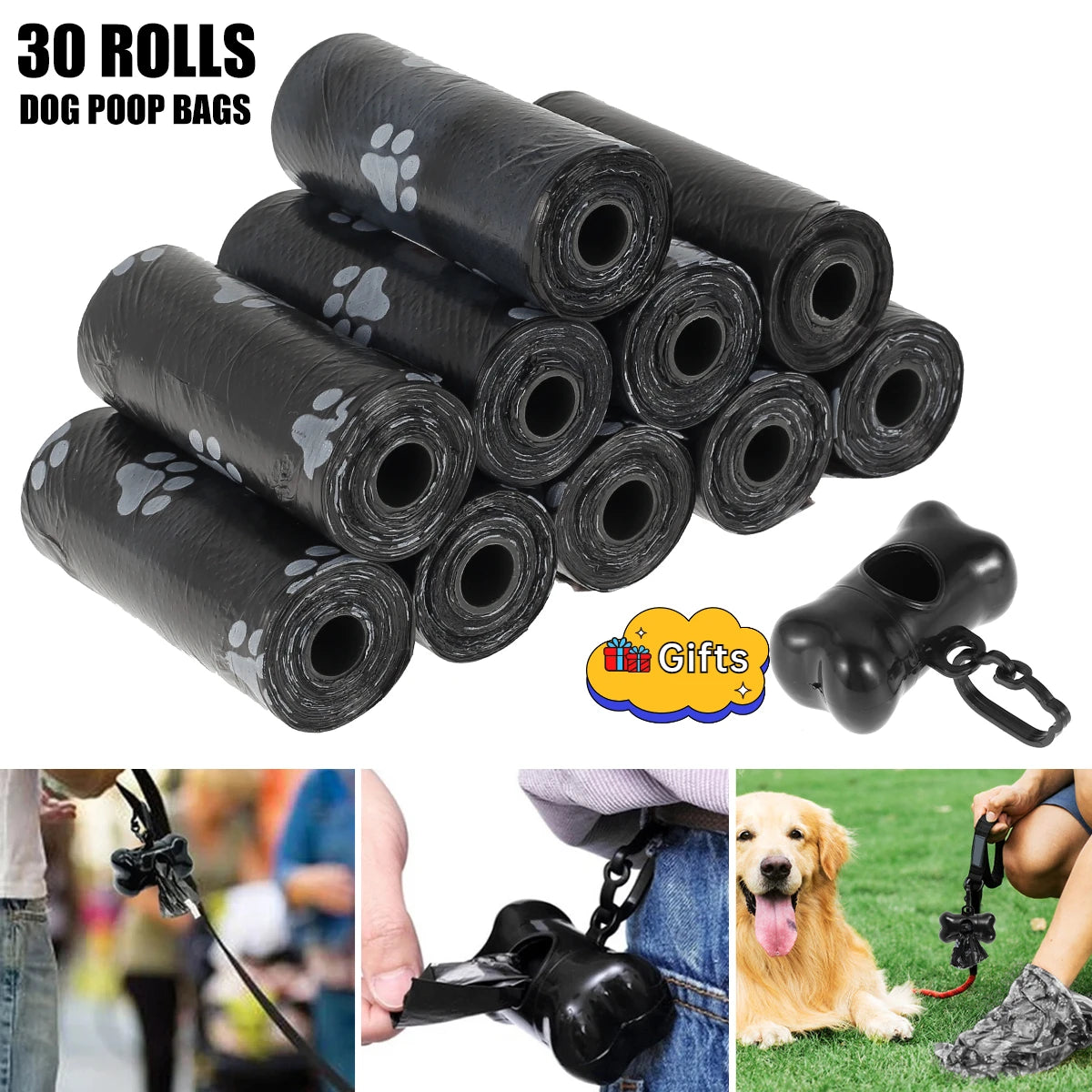 💩 Dog Poop Bags with Dispenser – 10/30/50 Roll Packs of Leak-Proof Pet Waste Bags