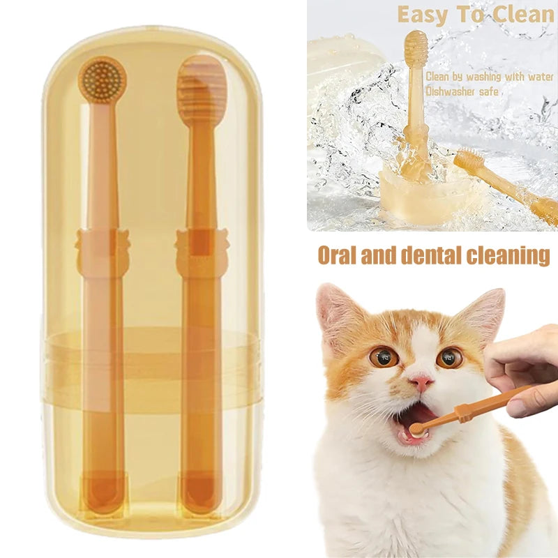 Pet Teeth Whitening & Cleaning Kit – Soft Silicone Toothbrush for Dogs & Cats