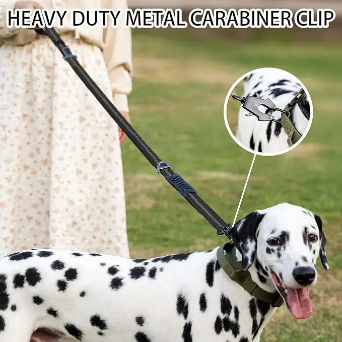 🚨 Heavy-Duty Tactical Bungee Dog Leash – Reflective, Shock-Absorbing and Car-Ready