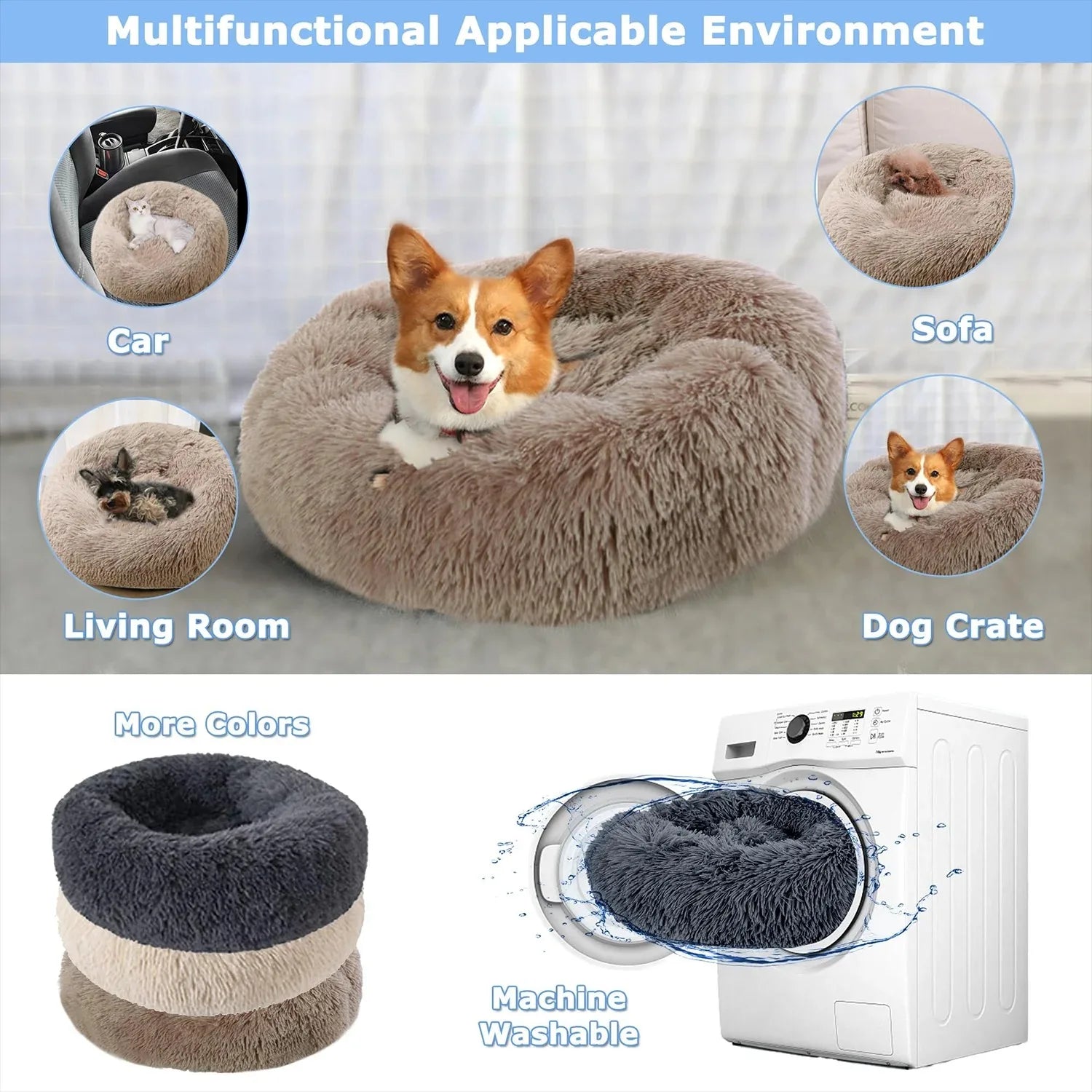 Round Plush Pet Bed – Winter Warmth for Dogs & Cats