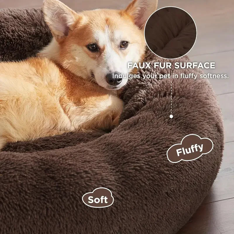 Round Plush Pet Bed – Winter Warmth for Dogs & Cats