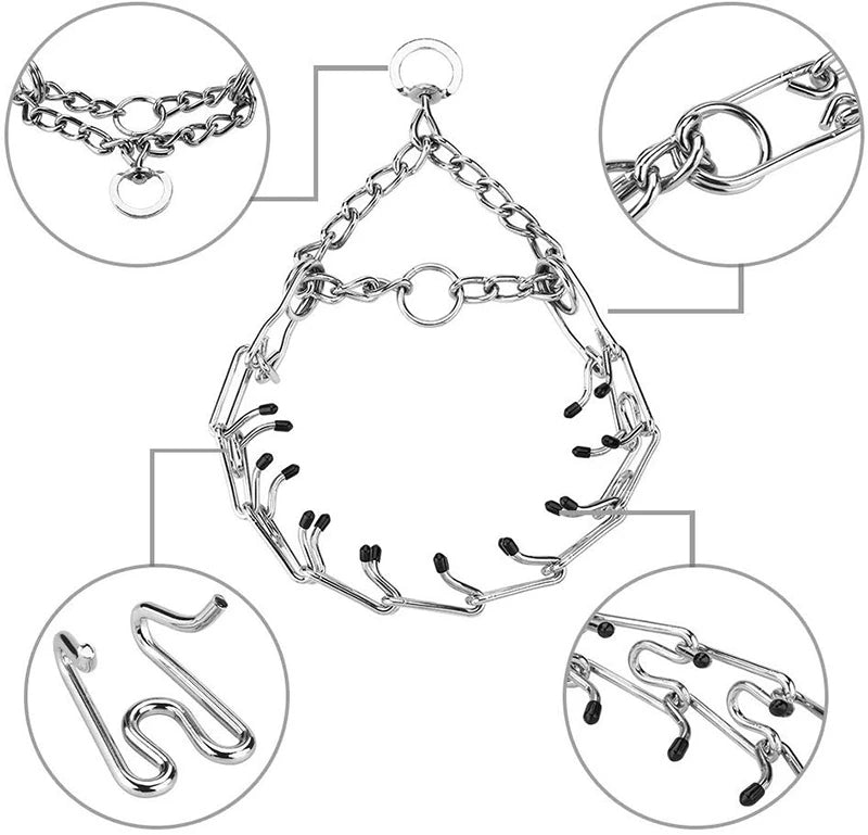 🐾 Adjustable Stainless Steel Dog Training Collar – Detachable Prong Chain for Behavior Correction
