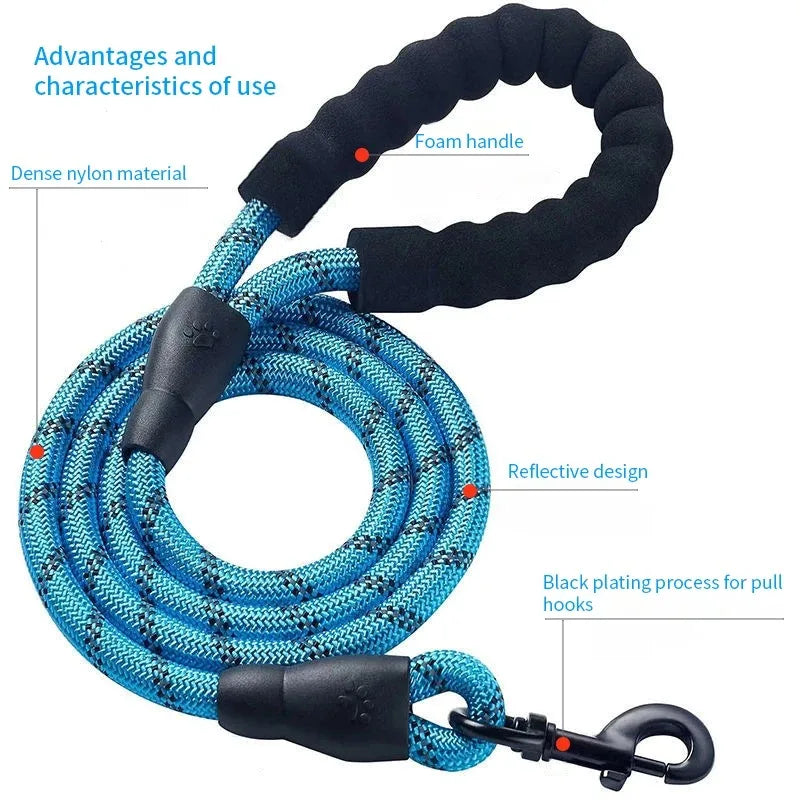 🦮 150cm Strong Dog Leash – Reflective & Heavy-Duty for All Dog Sizes
