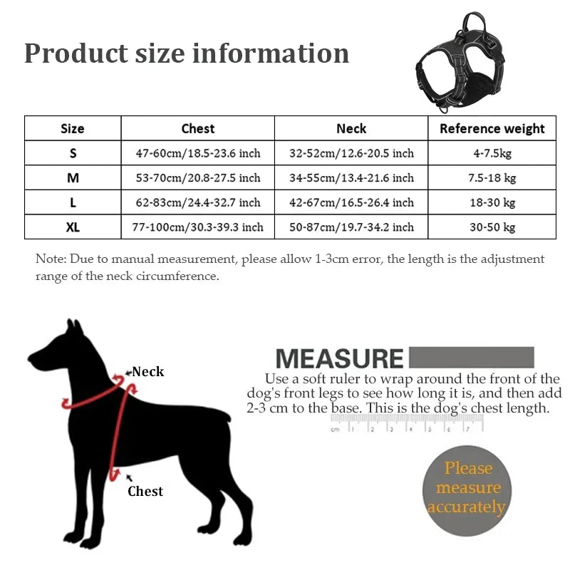 Adjustable Reflective Nylon Dog Harness – No-Pull Vest for Small and Large Dogs