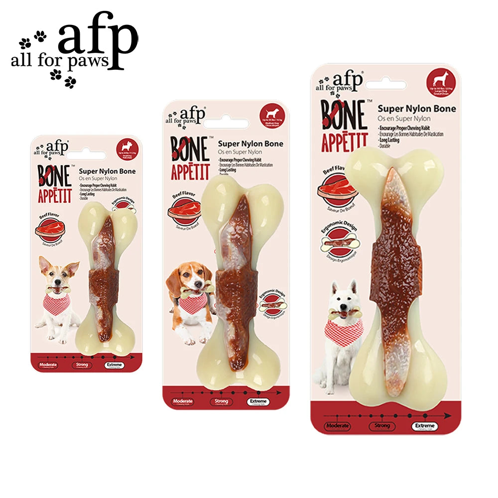 🦴 All For Paws Indestructible Nylon Bone – Beef-Flavored Chew Toy for Aggressive Chewers