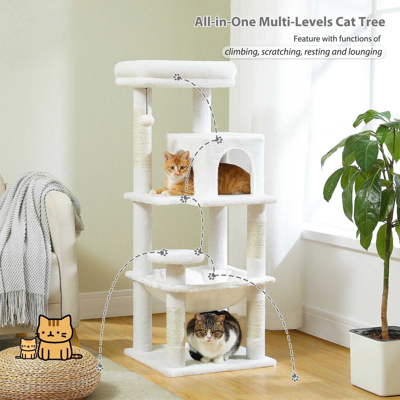 🐱 Multi-Level Luxury Cat Tree – Scratching Post Tower with Condo House for Indoor Cats
