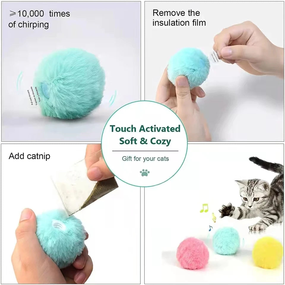 🎾 Smart Interactive Catnip Ball – Plush Electric Squeak Toy for Cats & Kittens