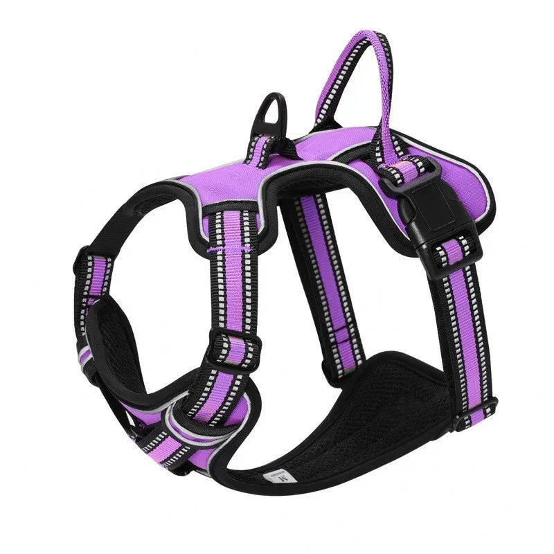 Adjustable Reflective Nylon Dog Harness – No-Pull Vest for Small and Large Dogs
