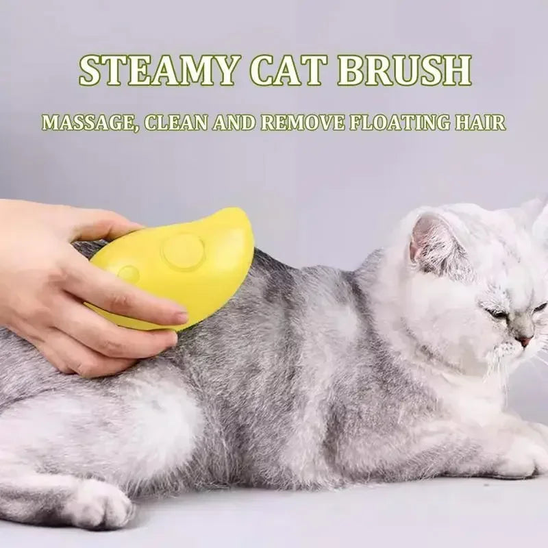 🐾 3-in-1 Electric Steamy Pet Grooming Brush – Shedding, Massage & Steam Spray Comb for Dogs & Cats