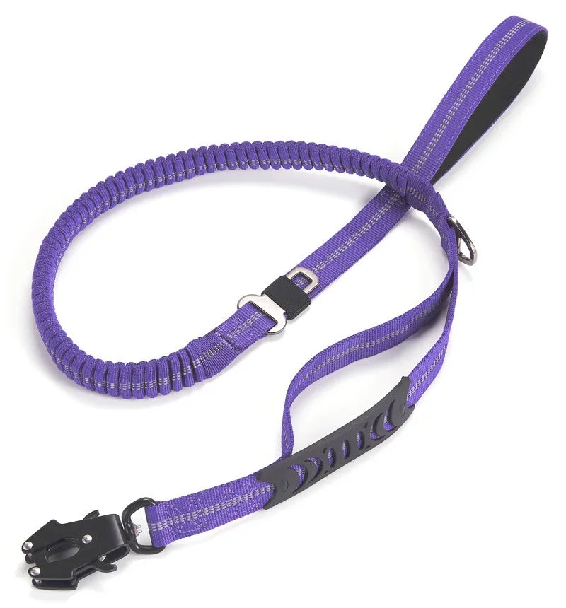 🚨 Heavy-Duty Tactical Bungee Dog Leash – Reflective, Shock-Absorbing and Car-Ready