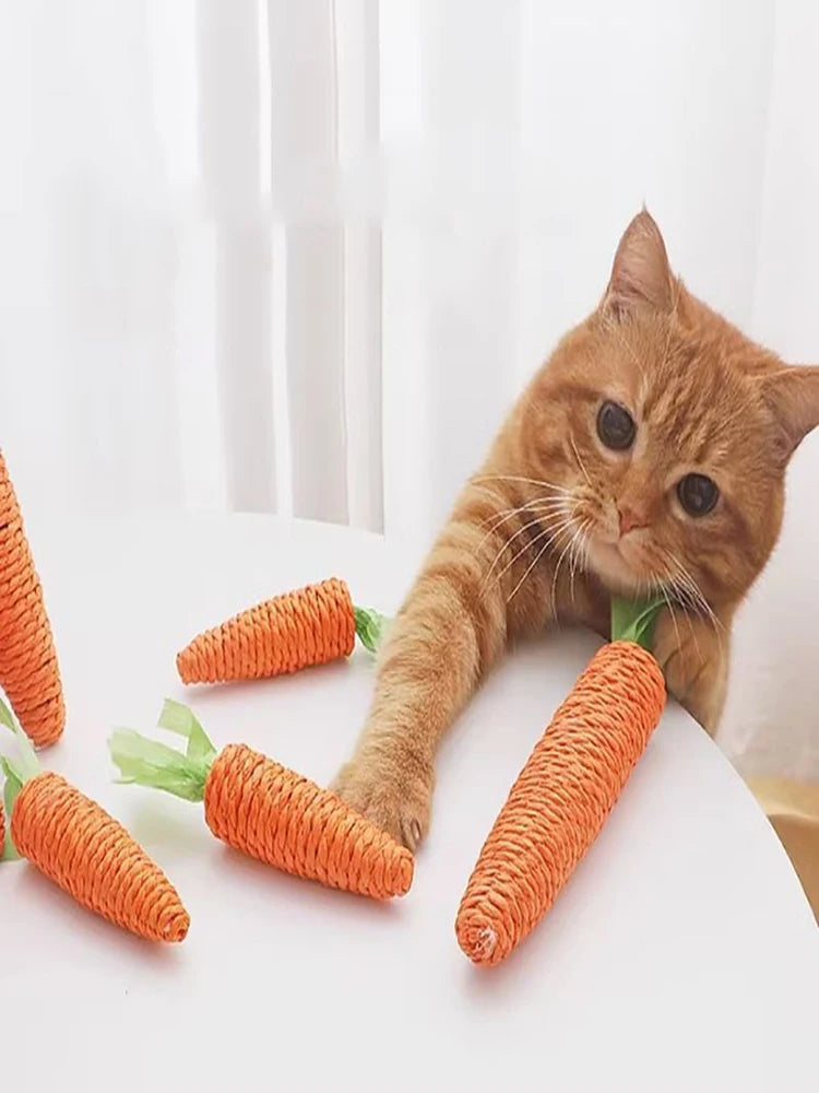 🥕 Audible Carrot Cat Toy – Tickling Molar Stick & Scratching Fun for Cats & Kittens