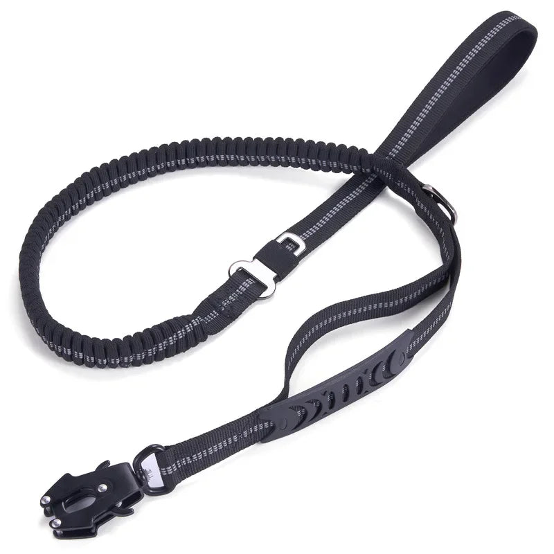 🚨 Heavy-Duty Tactical Bungee Dog Leash – Reflective, Shock-Absorbing and Car-Ready