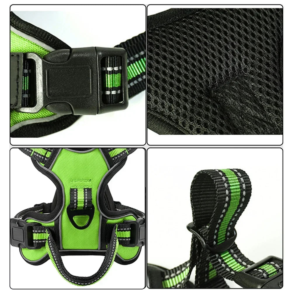 Adjustable Reflective Nylon Dog Harness – No-Pull Vest for Small and Large Dogs