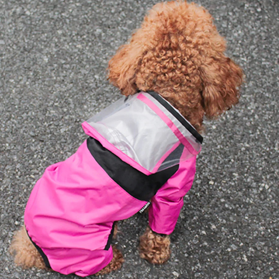 🌧️ Waterproof Dog Raincoat – “The Dog Face” Pet Jumpsuit for Wet Weather Walks