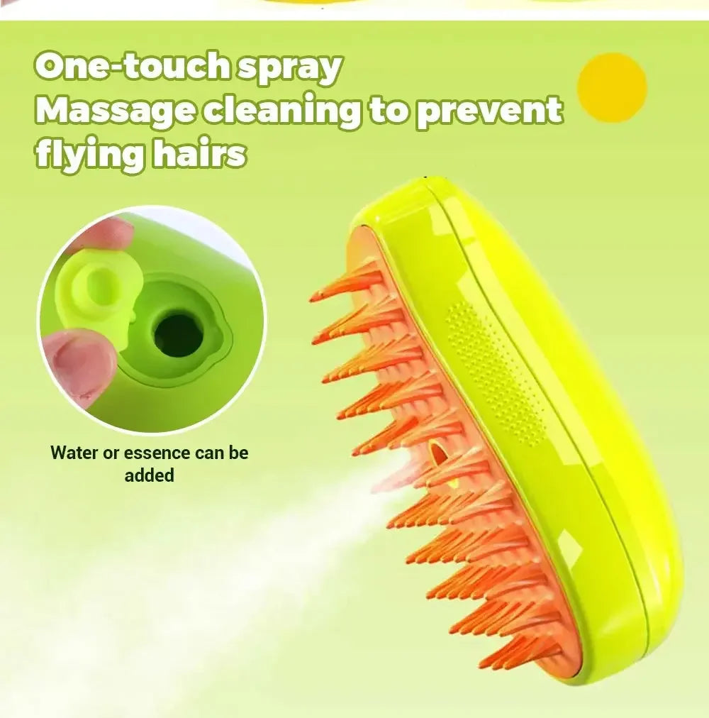 🐾 3-in-1 Electric Steamy Pet Grooming Brush – Shedding, Massage & Steam Spray Comb for Dogs & Cats