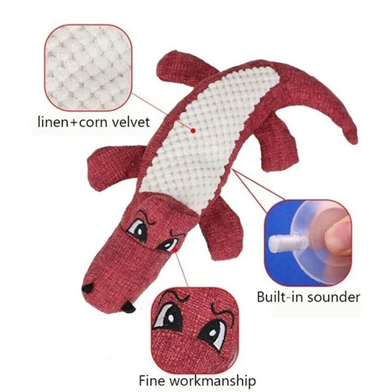 🦷 Cartoon Alligator Plush Dog Toy – Squeaky Chew Toy for Gnawing, Teeth Cleaning & Training