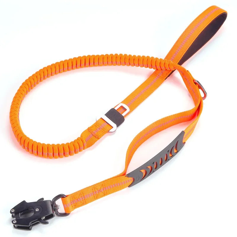 🚨 Heavy-Duty Tactical Bungee Dog Leash – Reflective, Shock-Absorbing and Car-Ready