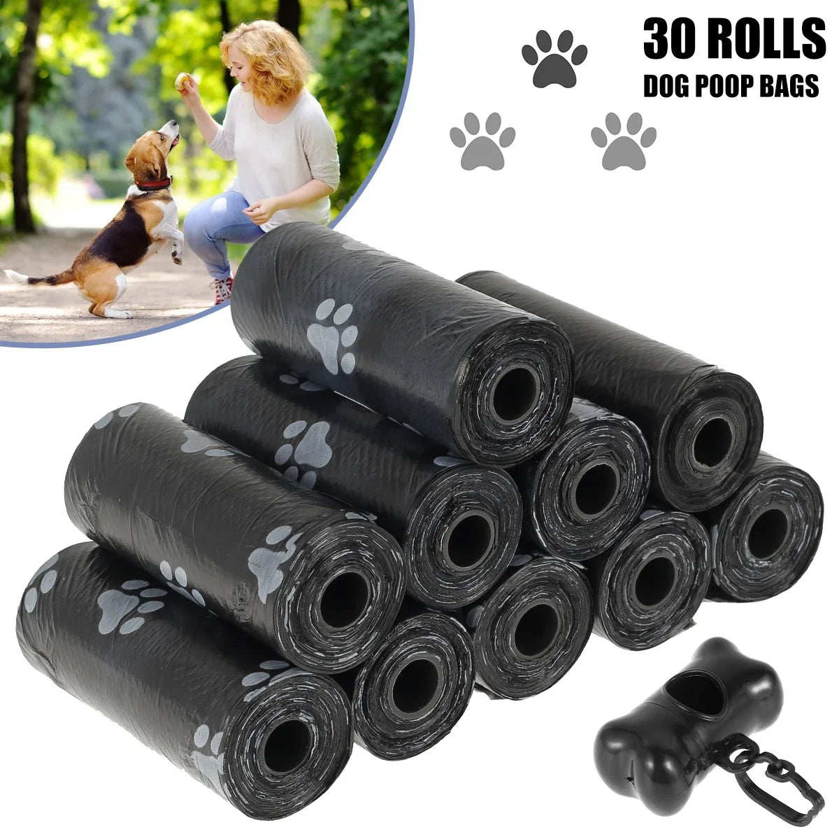 💩 Dog Poop Bags with Dispenser – 10/30/50 Roll Packs of Leak-Proof Pet Waste Bags