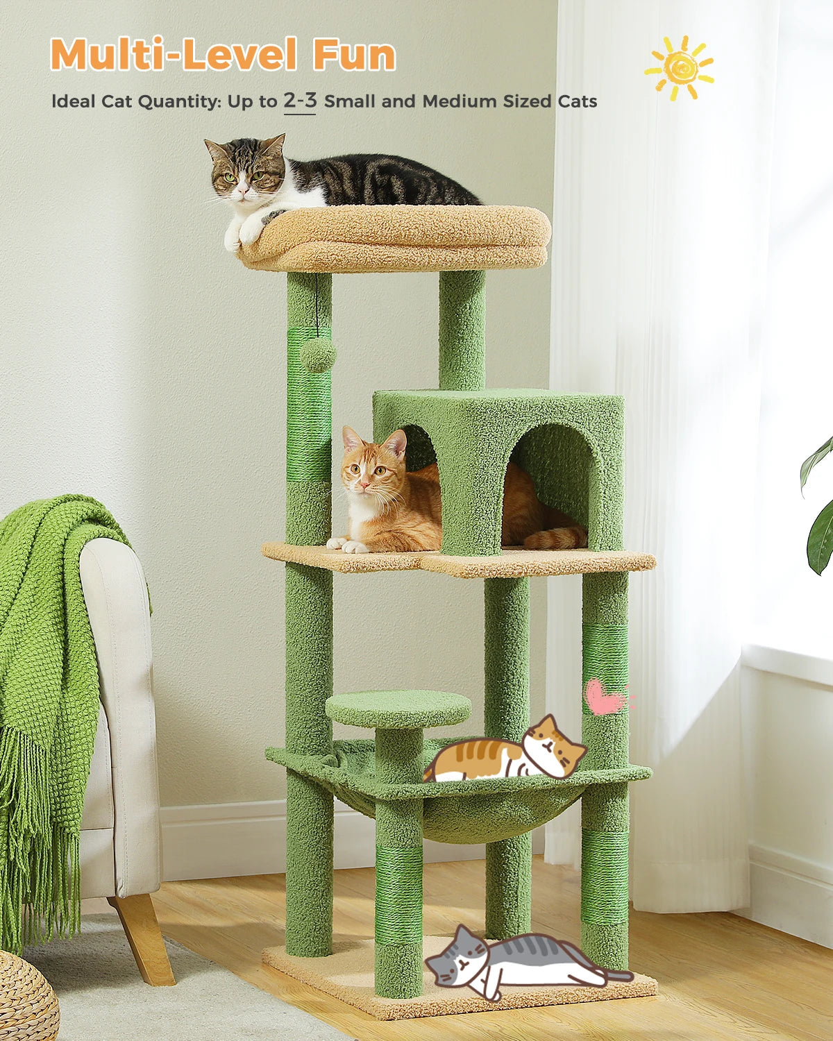 🐱 Multi-Level Luxury Cat Tree – Scratching Post Tower with Condo House for Indoor Cats
