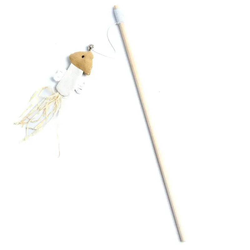 🎉 Teaser Feather Wand Toy – Interactive Cat Stick with Wooden Handle