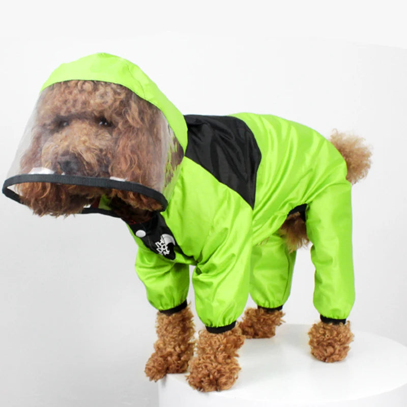 🌧️ Waterproof Dog Raincoat – “The Dog Face” Pet Jumpsuit for Wet Weather Walks
