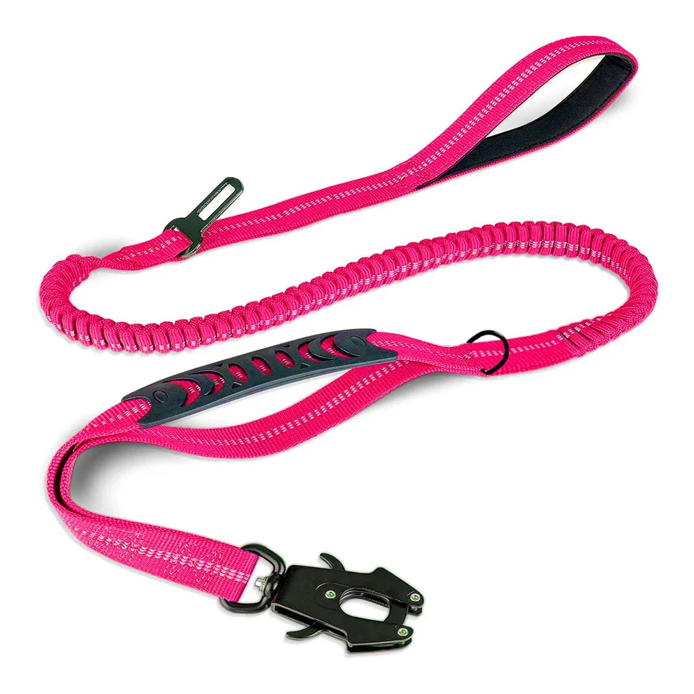 🚨 Heavy-Duty Tactical Bungee Dog Leash – Reflective, Shock-Absorbing and Car-Ready