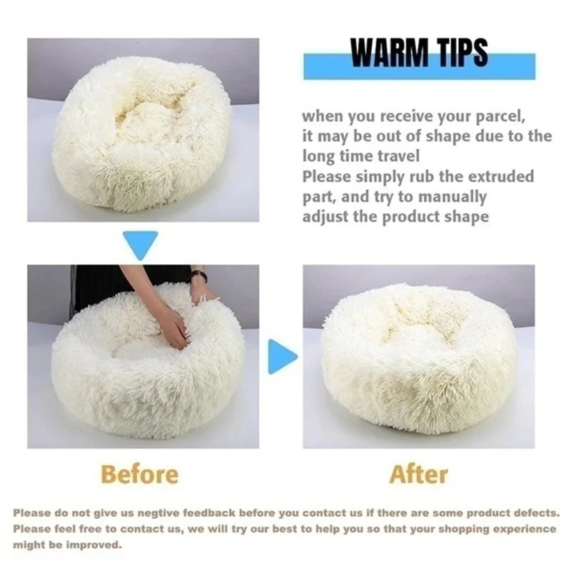 Round Plush Pet Bed – Winter Warmth for Dogs & Cats