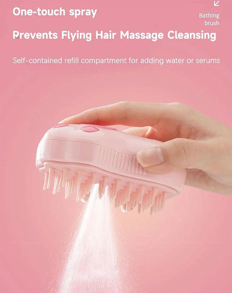 🛁 3-in-1 Electric Pet Steam Brush – Grooming, Hair Removal & Massage Comb for Cats & Dogs