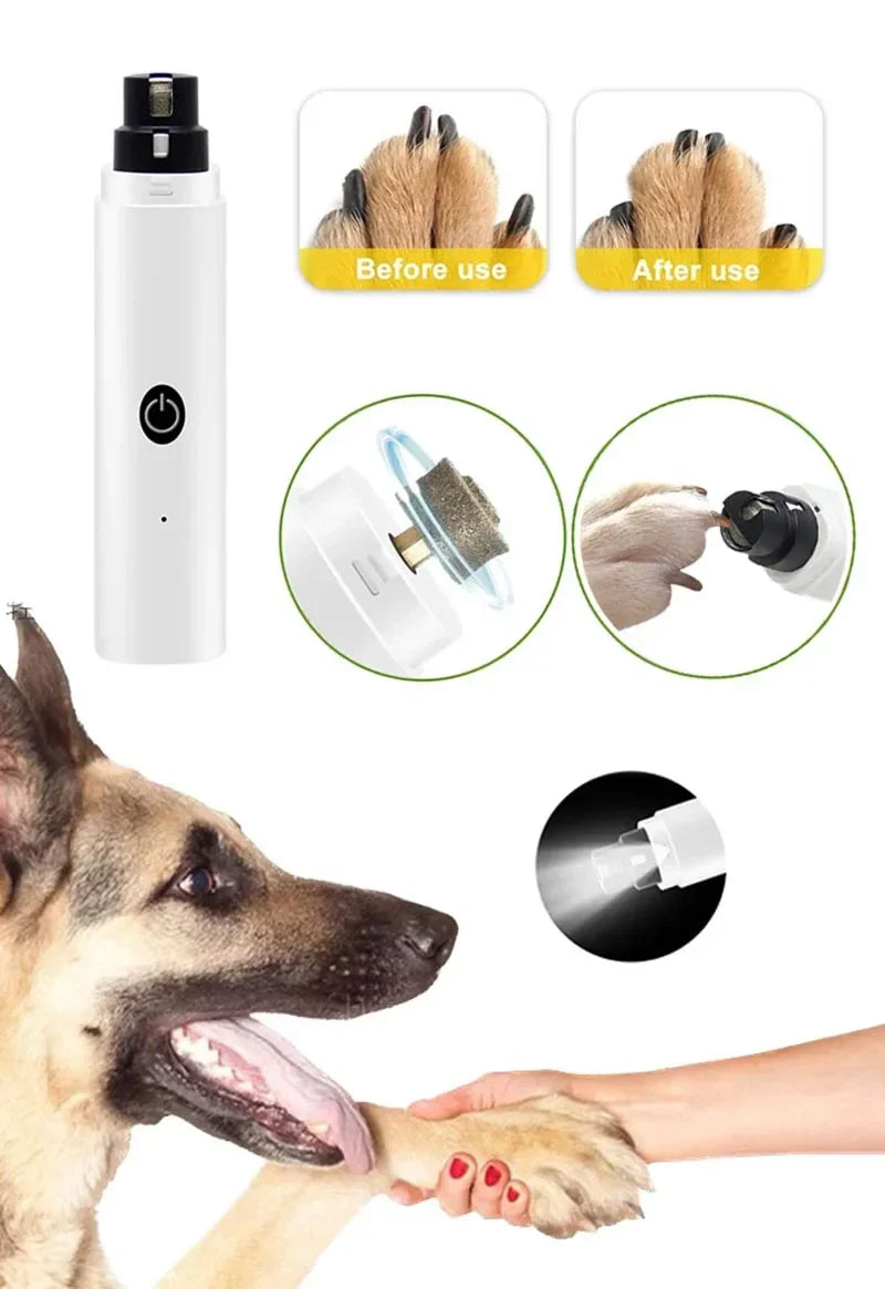 Electric Dog Nail Clippers with LED Light – Quiet, USB Rechargeable Pet Nail Grinder for Dogs & Cats