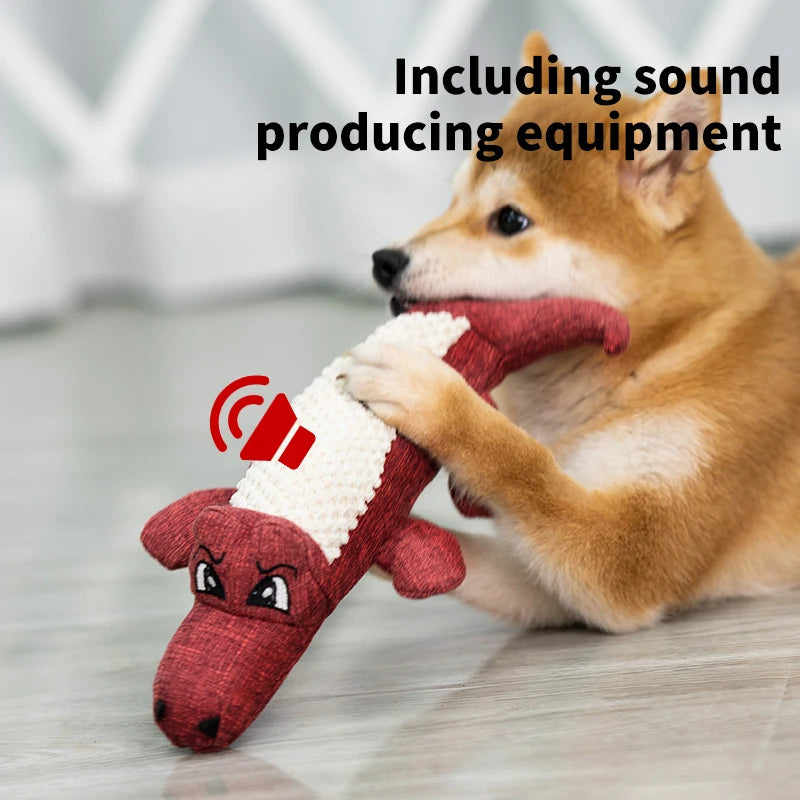 🦷 Cartoon Alligator Plush Dog Toy – Squeaky Chew Toy for Gnawing, Teeth Cleaning & Training