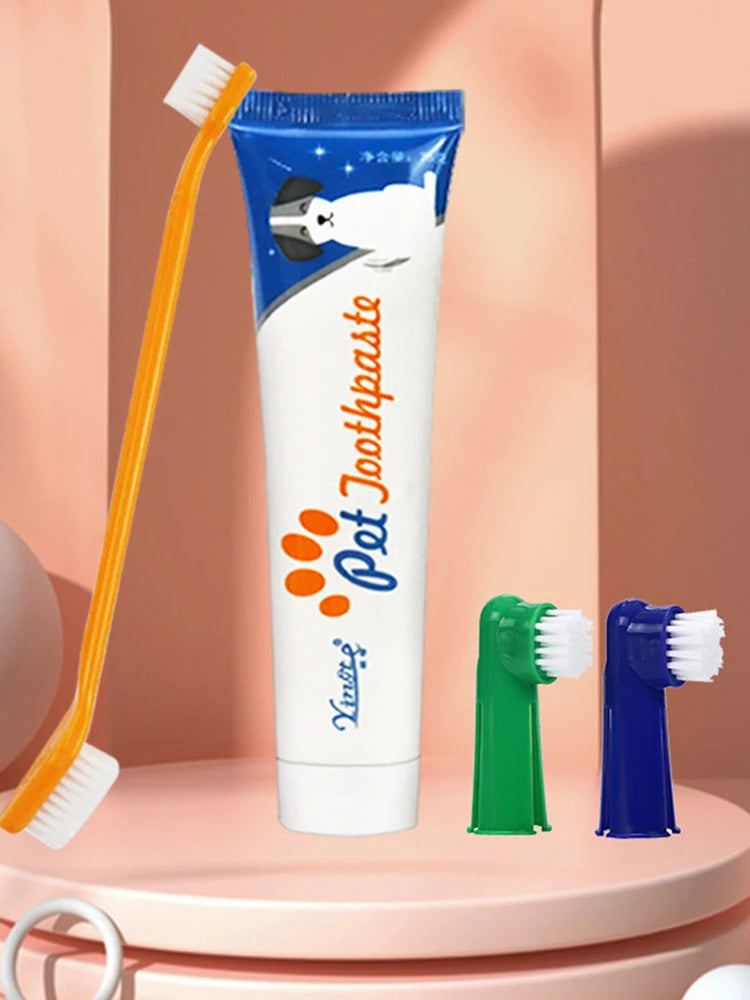 4-Piece Pet Toothbrush & Toothpaste Set – Complete Oral Care for Dogs & Cats