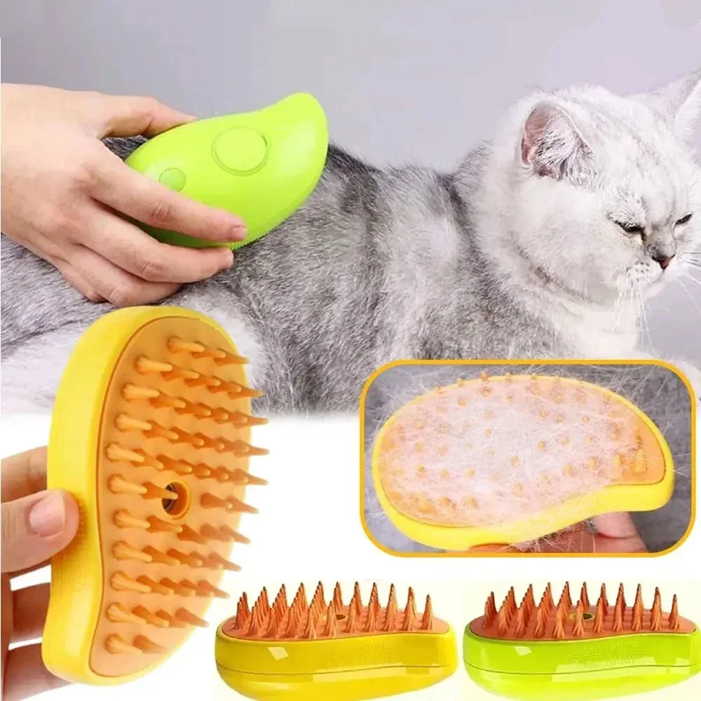 🐾 3-in-1 Electric Steamy Pet Grooming Brush – Shedding, Massage & Steam Spray Comb for Dogs & Cats