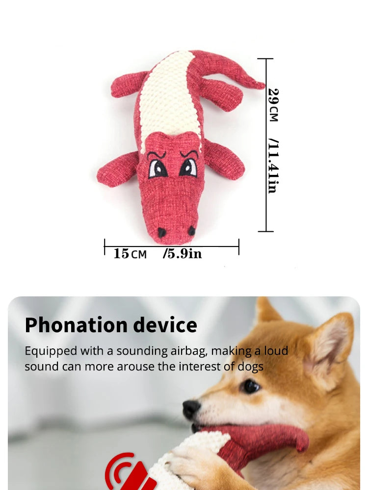 🦷 Cartoon Alligator Plush Dog Toy – Squeaky Chew Toy for Gnawing, Teeth Cleaning & Training