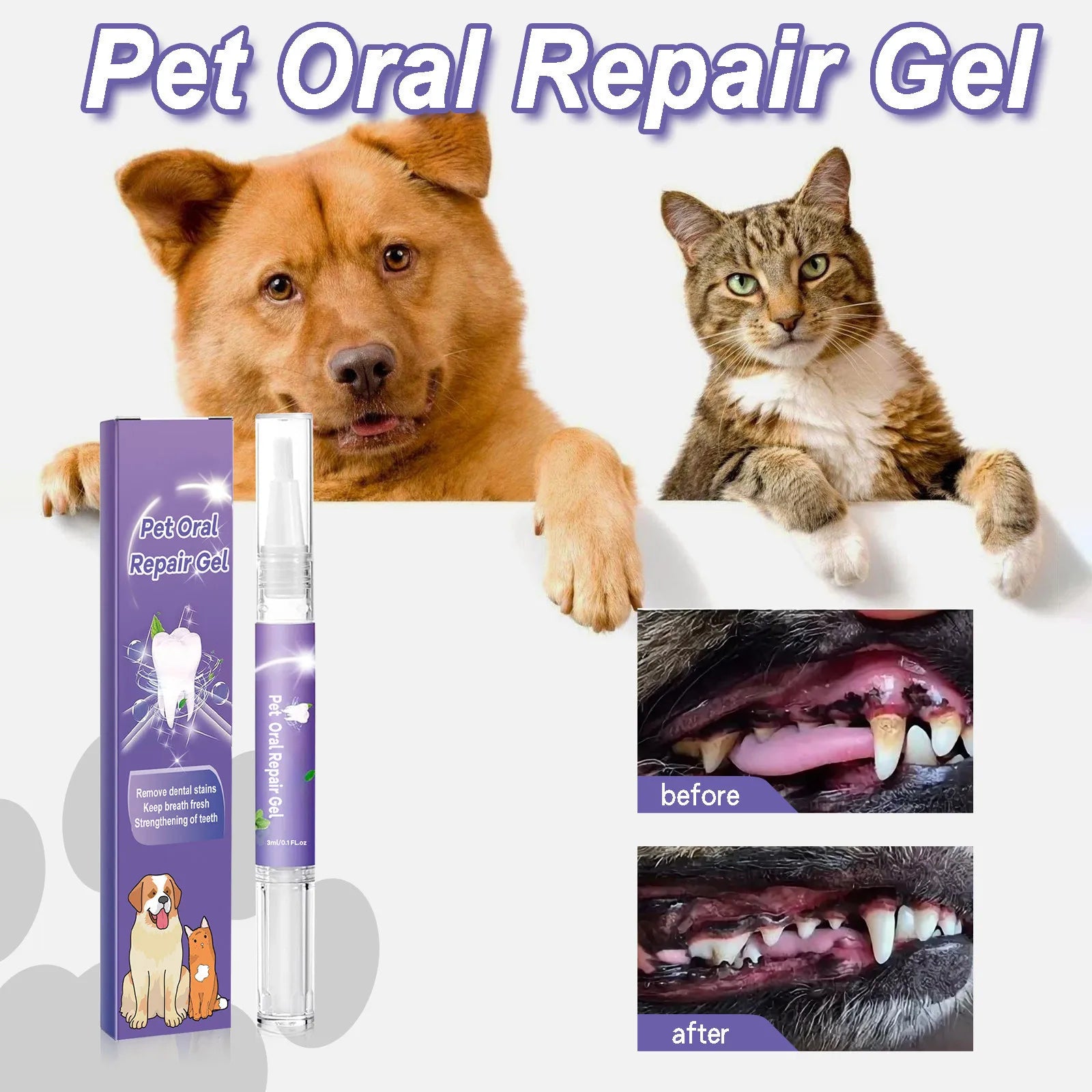 3ml Pet Oral Gel – No-Brush Dental Care for Dogs & Cats